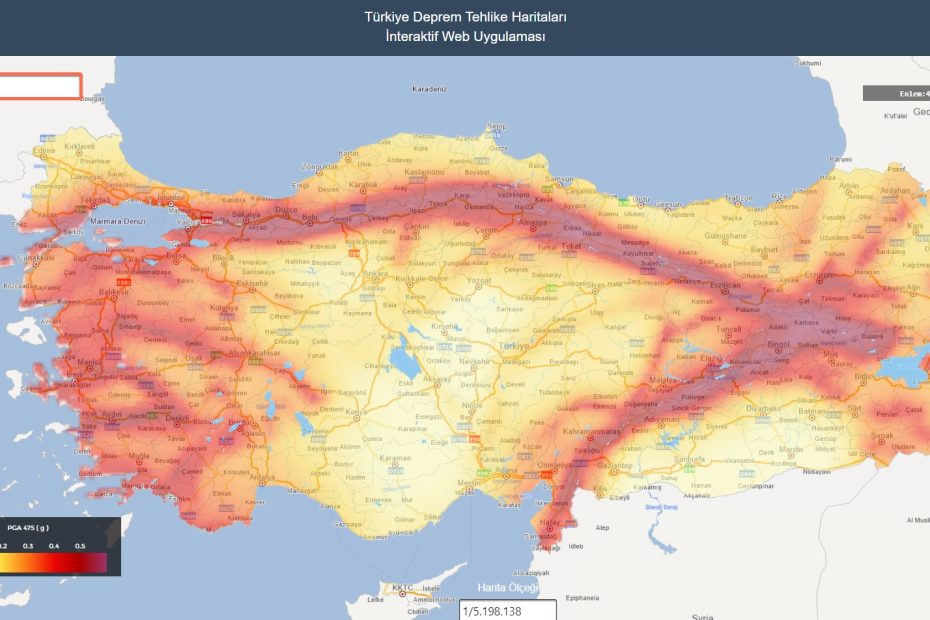 interaktif deprem tehlike haritası